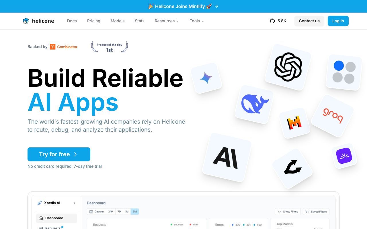 Helicone — website screenshot
