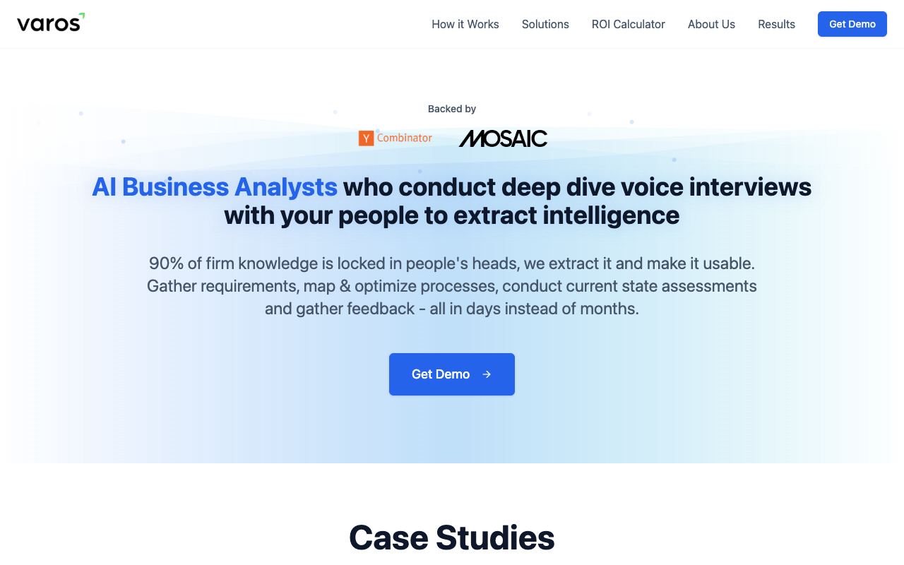 Varos Research — website screenshot