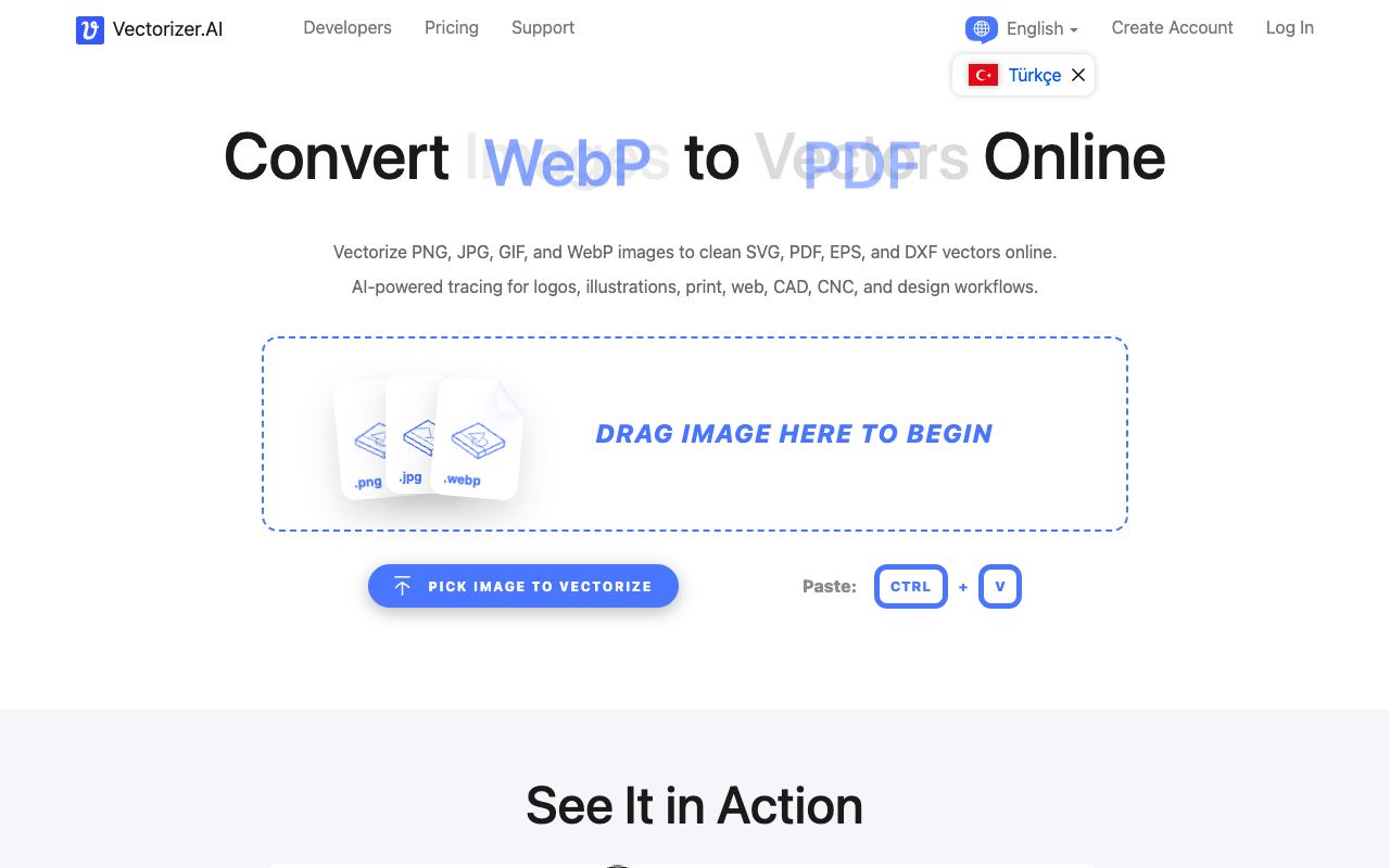 Vectorizer.AI — website screenshot
