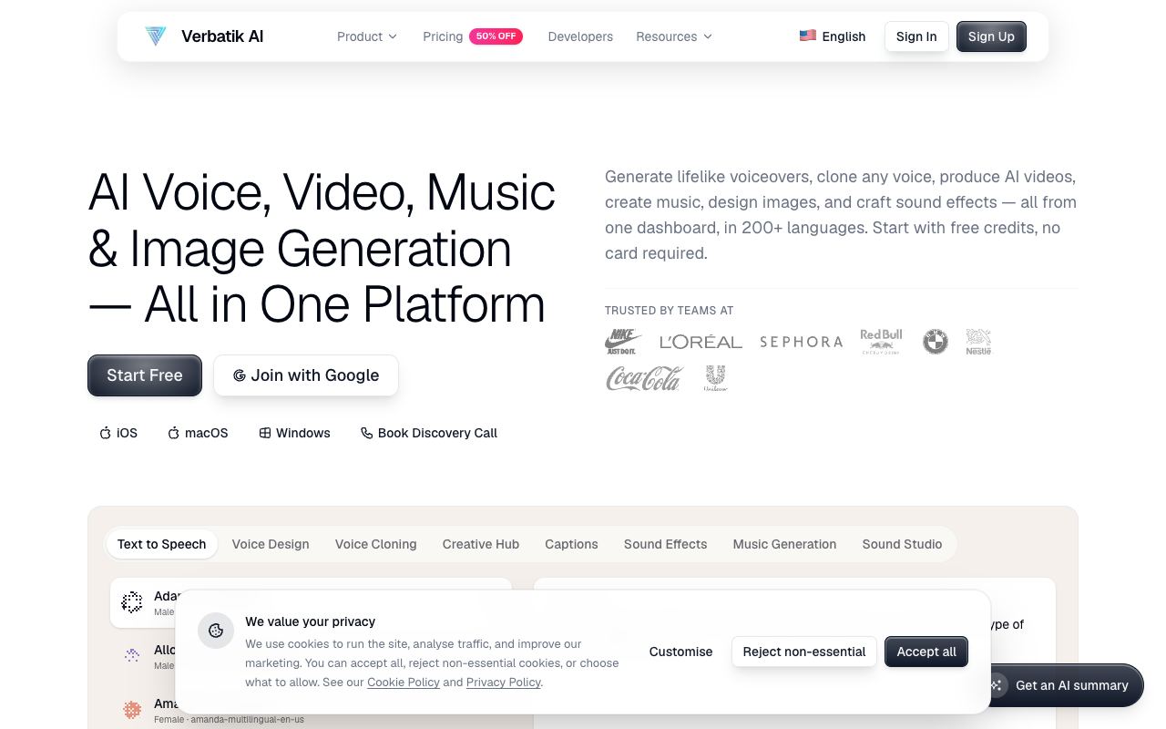 Verbatik — website screenshot