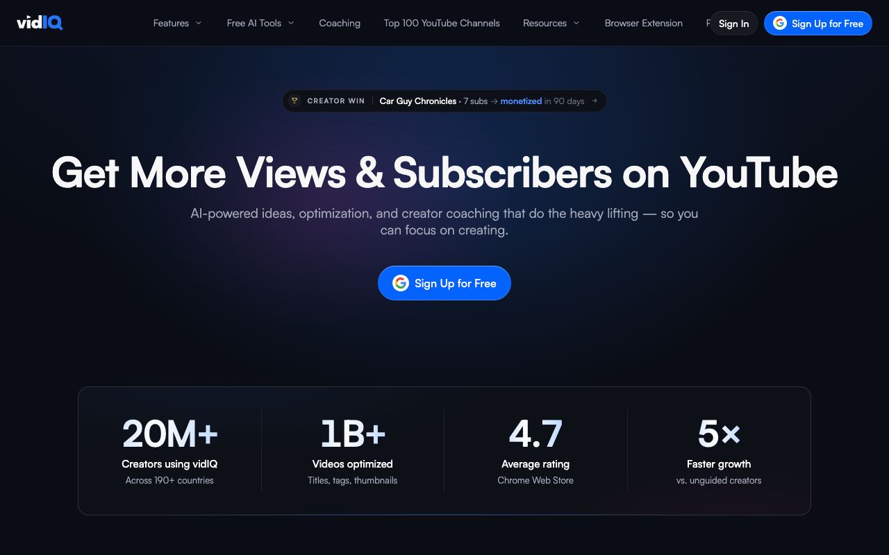 vidIQ — website screenshot