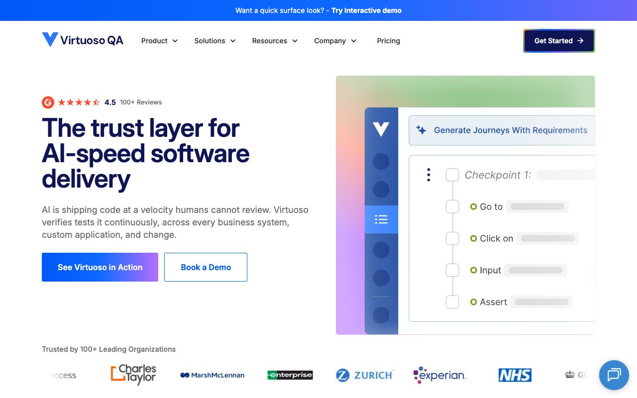 Virtuoso QA — website screenshot