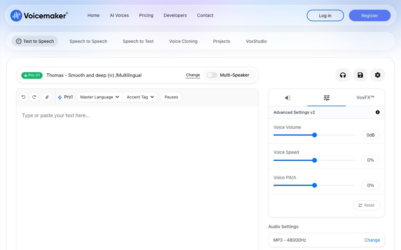 Voicemaker — website screenshot