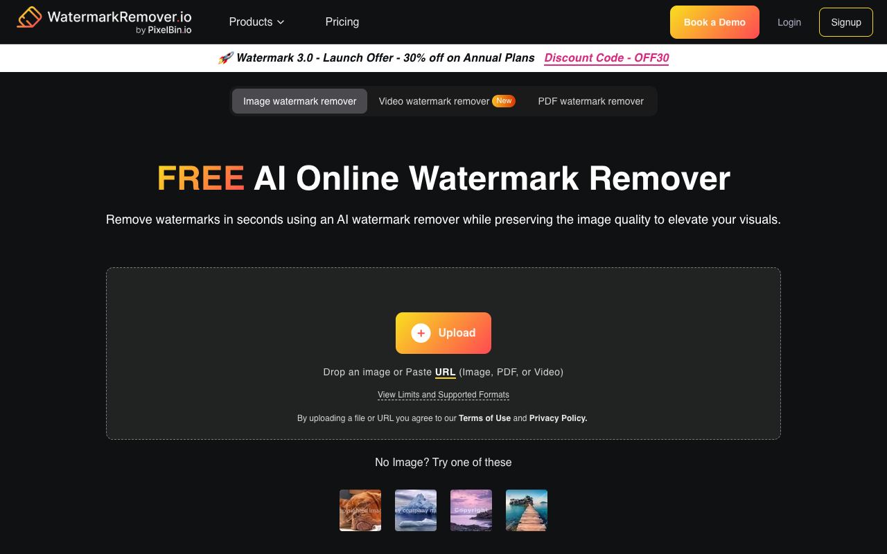 WatermarkRemover.io — website screenshot