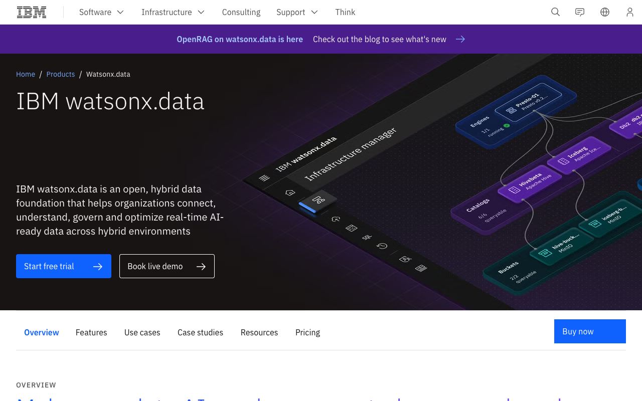 watsonx.data — site ekran görüntüsü