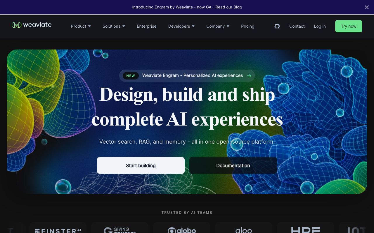 Weaviate — لقطة شاشة للموقع