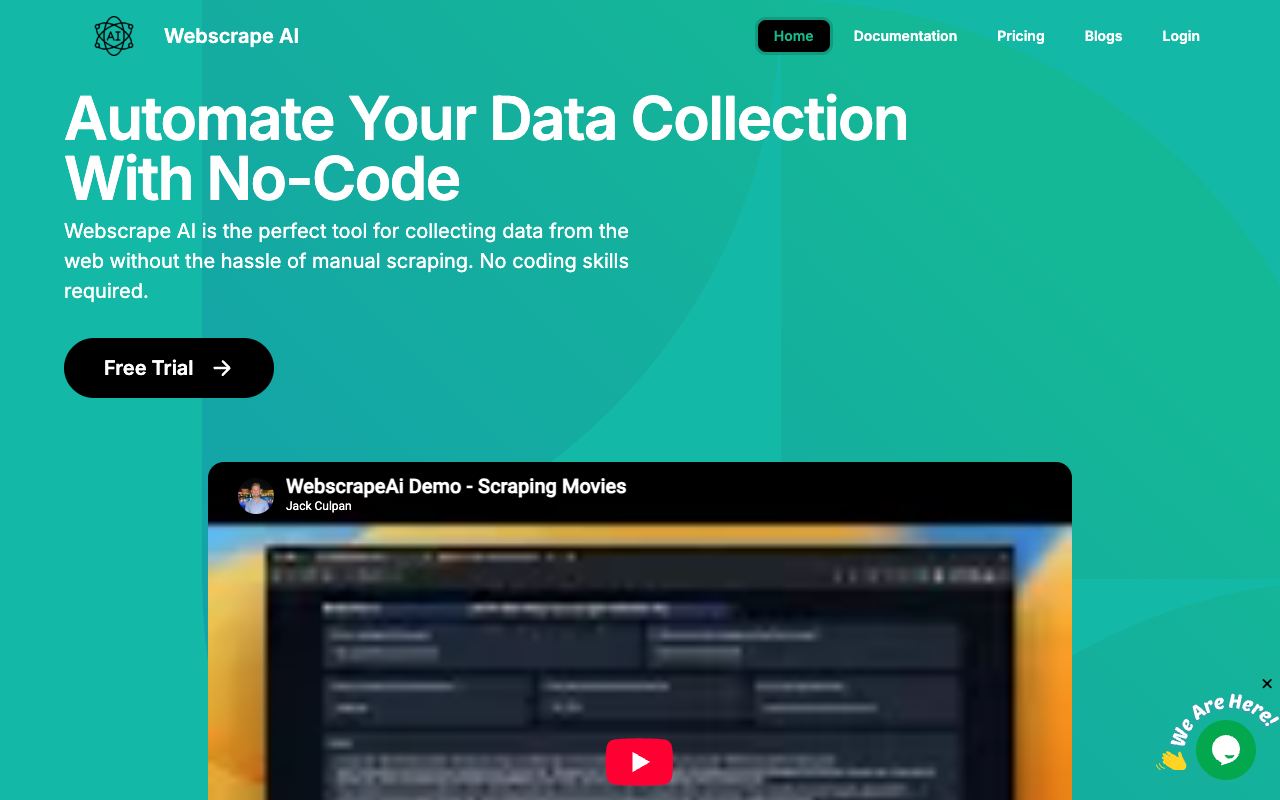 Webscrape AI — site ekran görüntüsü