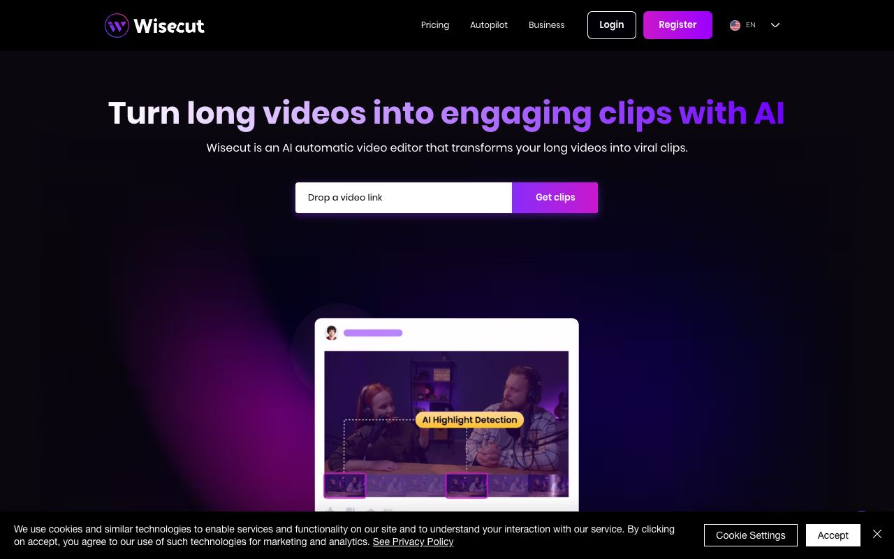 Wisecut — website screenshot
