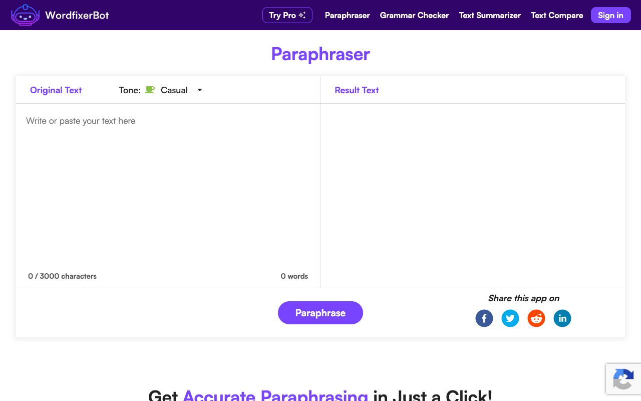 WordfixerBot — website screenshot