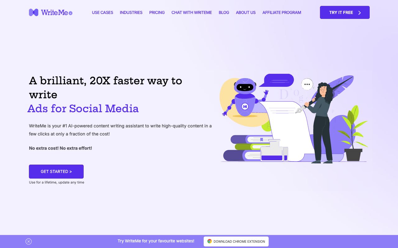 WriteMe — website screenshot