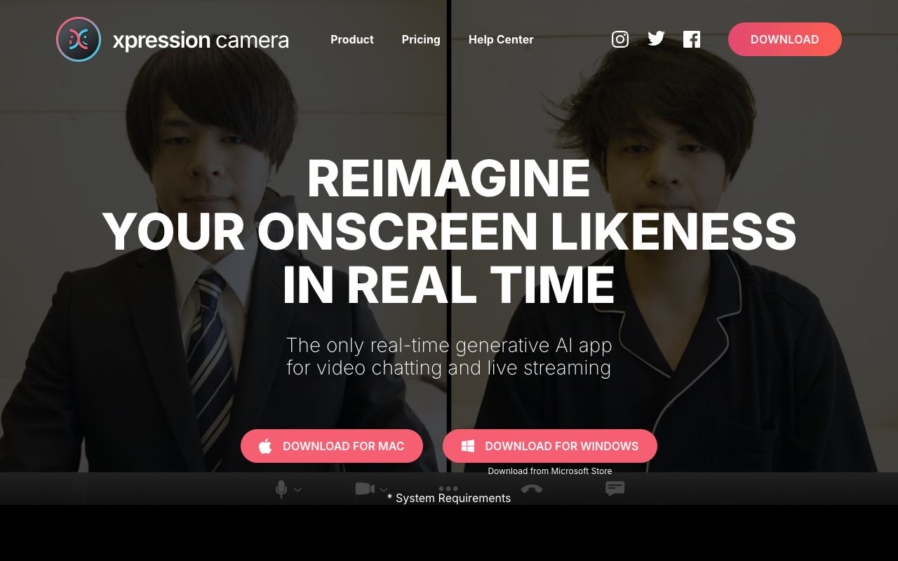 Xpression Camera — website screenshot