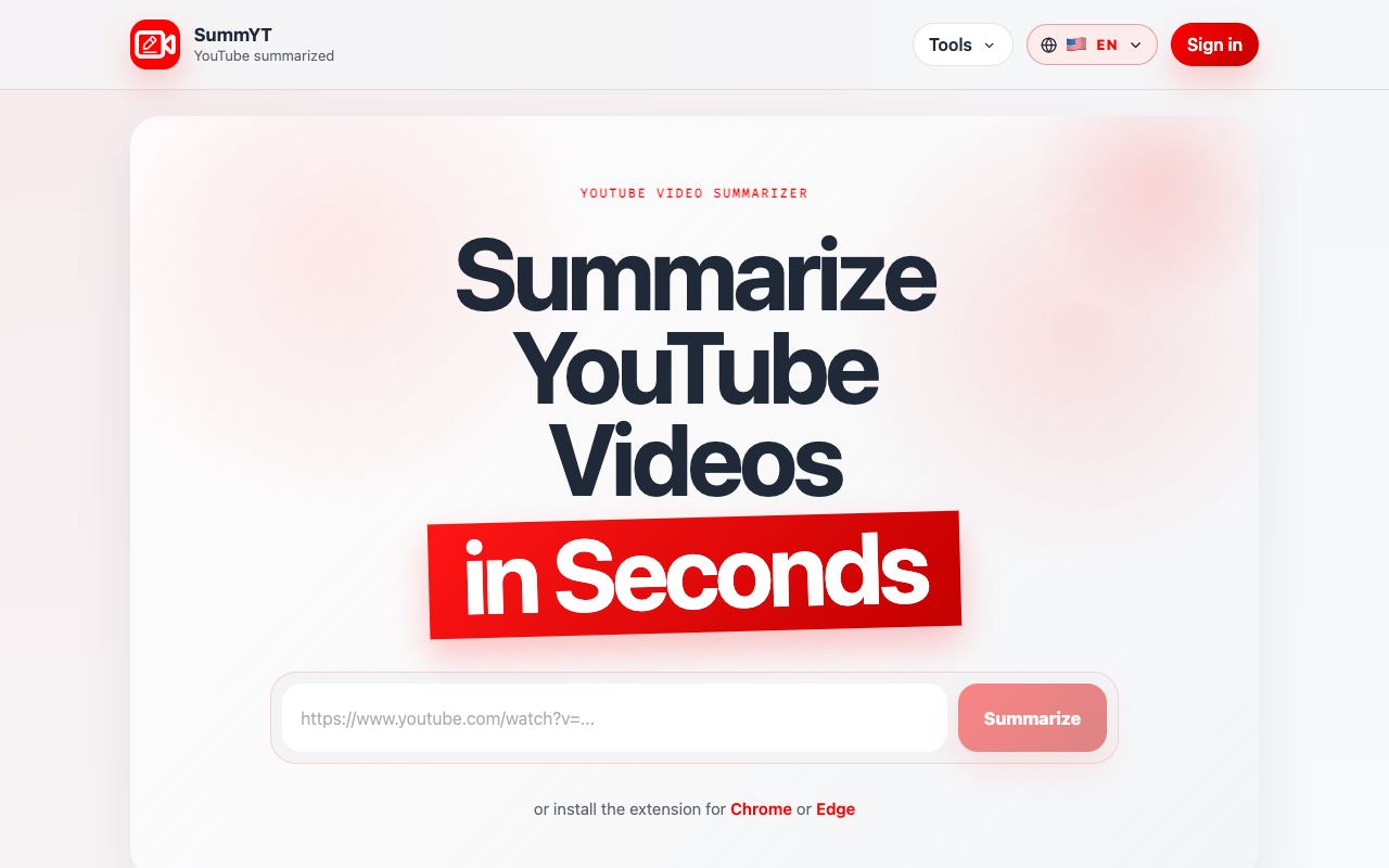 SummYT — website screenshot