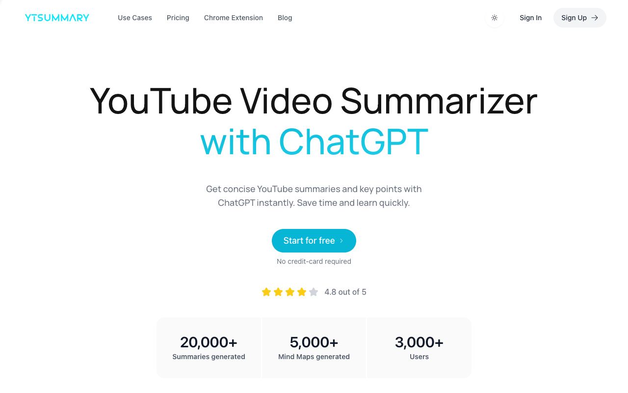YTSummary — website screenshot