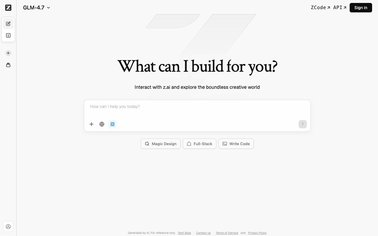 Z.ai — website screenshot