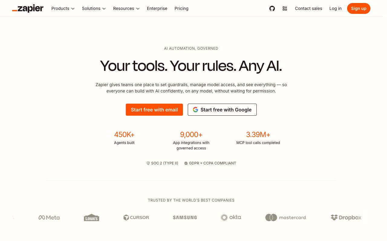 Zapier — website screenshot